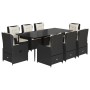 Set de comedor de jardín 9 pzas y cojines ratán sintético negro en Conjuntos de jardín | Comprar online en Foru.es