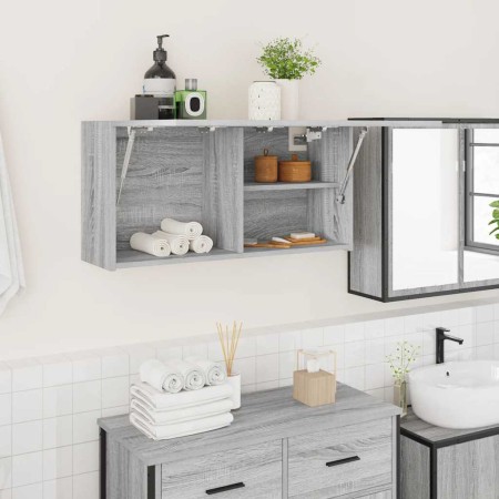 Armario de pared baño madera ingeniería gris sonoma 80x25x40 cm de , Tocadores de baño - Ref: Foro24-860090, Precio: 67,57 €,...