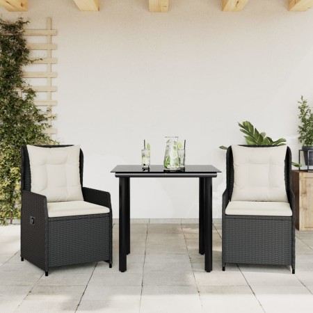 Set comedor de jardín 3 pzas con cojines ratán sintético negro en Conjuntos de jardín | Comprar online en Foru.es