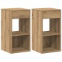 Mesillas de noche con cajón 2 uds roble artesanal 35x34x66,5 cm de , Mesitas de noche - Ref: Foro24-858730, Precio: 77,03 €, ...