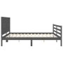 Estructura de cama con cabecero madera maciza gris 200x200 cm de vidaXL, Camas y somieres - Ref: Foro24-3194333, Precio: 187,...