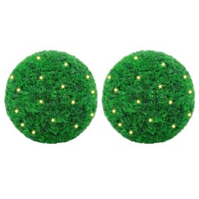 Bolas de boj artificial con luces LED 2 unidades 27 cm de , Flora artificial - Ref: Foro24-3335906, Precio: 47,42 €, Descuent...