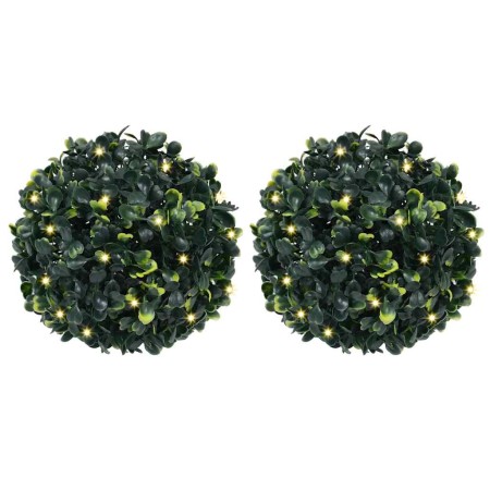 Bolas de boj artificial con luces LED 2 unidades 22 cm de , Flora artificial - Ref: Foro24-3335895, Precio: 40,22 €, Descuent...