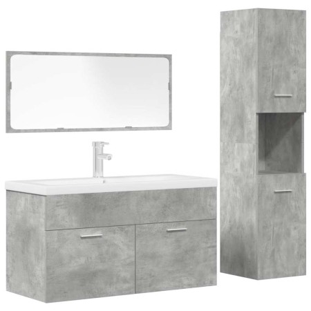 Juego muebles de baño 4 pzas madera contrachapada gris hormigón de , Muebles de baño - Ref: Foro24-3324900, Precio: 375,03 €,...