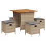 Set comedor de jardín 5 pzas con cojines ratán sintético beige de , Conjuntos de jardín - Ref: Foro24-365423, Precio: 232,88 ...