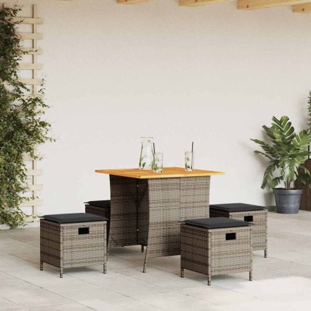 Set comedor de jardín 5 piezas con cojines ratán sintético gris de , Conjuntos de jardín - Ref: Foro24-365421, Precio: 232,88...