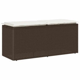 Banco de jardín con cojín ratán sintético marrón 110x40x44 cm de , Bancos de jardín - Ref: Foro24-4104146, Precio: 106,27 €, ...