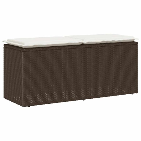 Banco de jardín con cojín ratán sintético marrón 110x40x44 cm de , Bancos de jardín - Ref: Foro24-4104146, Precio: 106,27 €, ...