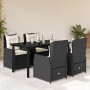 Set de muebles jardín 5 pzas con cojines ratán sintético negro en Conjuntos de jardín | Comprar online en Foru.es