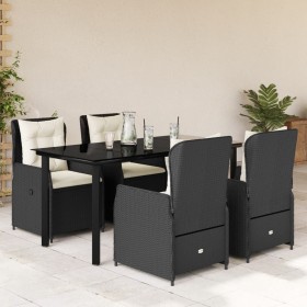 Set de muebles jardín 5 pzas con cojines ratán sintético negro en Conjuntos de jardín | Comprar online en Foru.es