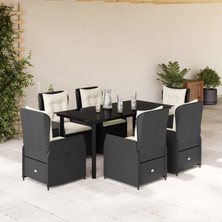 Set de comedor de jardín 7 pzas y cojines ratán sintético negro en Conjuntos de jardín | Comprar online en Foru.es