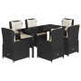 Set de comedor de jardín 7 pzas y cojines ratán sintético negro en Conjuntos de jardín | Comprar online en Foru.es