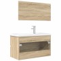 Set de muebles de baño 3 pzas madera contrachapada roble Sonoma de , Muebles de baño - Ref: Foro24-3325043, Precio: 254,04 €,...