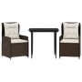 Set comedor de jardín 3 piezas y cojines ratán sintético marrón en Conjuntos de jardín | Comprar online en Foru.es