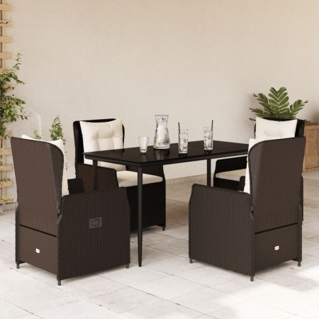 Set comedor de jardín 5 piezas y cojines ratán sintético marrón en Conjuntos de jardín | Comprar online en Foru.es