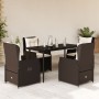 Set comedor de jardín 5 piezas y cojines ratán sintético marrón en Conjuntos de jardín | Comprar online en Foru.es