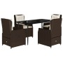 Set comedor de jardín 5 piezas y cojines ratán sintético marrón en Conjuntos de jardín | Comprar online en Foru.es