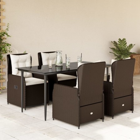 Set comedor de jardín 5 piezas y cojines ratán sintético marrón en Conjuntos de jardín | Comprar online en Foru.es