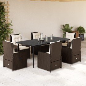 Set comedor de jardín 7 pzas con cojines ratán sintético marrón en Conjuntos de jardín | Comprar online en Foru.es