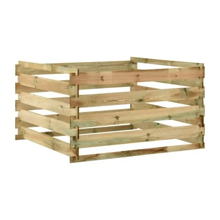 Compostador con listones madera pino impregnada 120x120x70 cm de vidaXL, Compostadores - Ref: Foro24-316060, Precio: 58,44 €,...