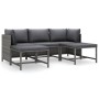Set de muebles de jardín 5 pzas y cojines ratán sintético gris de vidaXL, Conjuntos de jardín - Ref: Foro24-3059752, Precio: ...