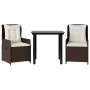 Set comedor de jardín 3 piezas y cojines ratán sintético marrón en Conjuntos de jardín | Comprar online en Foru.es