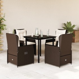 Set comedor de jardín 5 piezas y cojines ratán sintético marrón en Conjuntos de jardín | Comprar online en Foru.es