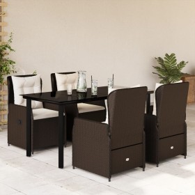Set comedor de jardín 5 piezas y cojines ratán sintético marrón en Conjuntos de jardín | Comprar online en Foru.es