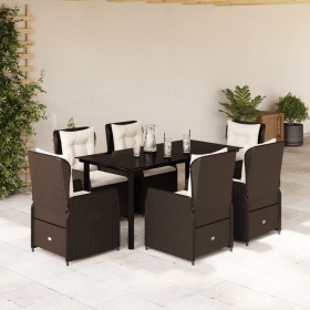 Set comedor de jardín 7 pzas con cojines ratán sintético marrón en Conjuntos de jardín | Comprar online en Foru.es