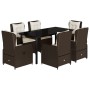 Set comedor de jardín 7 pzas con cojines ratán sintético marrón en Conjuntos de jardín | Comprar online en Foru.es