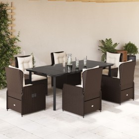 Set comedor de jardín 7 pzas con cojines ratán sintético marrón en Conjuntos de jardín | Comprar online en Foru.es
