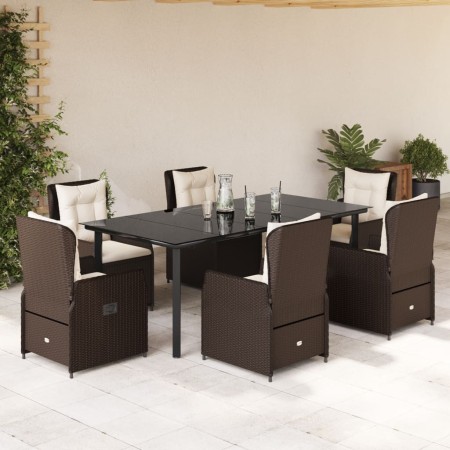 Set comedor de jardín 7 pzas con cojines ratán sintético marrón en Conjuntos de jardín | Comprar online en Foru.es