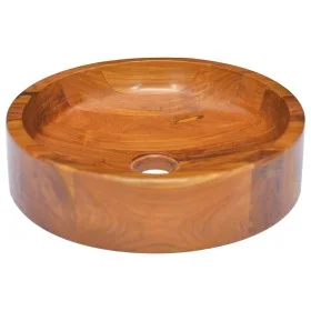 Lavabo de madera maciza de teca Φ40x10 cm de vidaXL, Lavabos - Ref: Foro24-326159, Precio: 122,63 €, Descuento: %