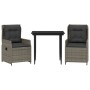 Set comedor de jardín 3 piezas con cojines ratán sintético gris en Conjuntos de jardín | Comprar online en Foru.es