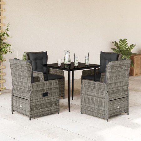 Set comedor de jardín 5 piezas con cojines ratán sintético gris en Conjuntos de jardín | Comprar online en Foru.es