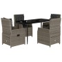Set comedor de jardín 5 piezas con cojines ratán sintético gris en Conjuntos de jardín | Comprar online en Foru.es
