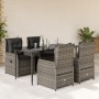 Set comedor de jardín 5 piezas con cojines ratán sintético gris en Conjuntos de jardín | Comprar online en Foru.es
