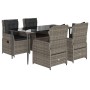 Set comedor de jardín 5 piezas con cojines ratán sintético gris en Conjuntos de jardín | Comprar online en Foru.es