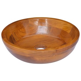 Lavabo de madera maciza de teca Φ40x10 cm de vidaXL, Lavabos - Ref: Foro24-326160, Precio: 107,47 €, Descuento: %