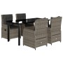 Set comedor de jardín 5 piezas con cojines ratán sintético gris en Conjuntos de jardín | Comprar online en Foru.es