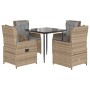 Set comedor de jardín 5 pzas con cojines ratán sintético beige en Conjuntos de jardín | Comprar online en Foru.es