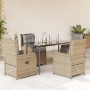 Set comedor de jardín 5 pzas con cojines ratán sintético beige en Conjuntos de jardín | Comprar online en Foru.es