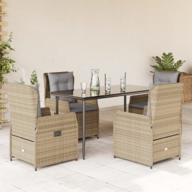 Set comedor de jardín 5 pzas con cojines ratán sintético beige en Conjuntos de jardín | Comprar online en Foru.es