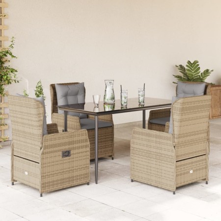 Set comedor de jardín 5 pzas con cojines ratán sintético beige en Conjuntos de jardín | Comprar online en Foru.es