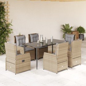 Set comedor de jardín 7 pzas con cojines ratán sintético beige en Conjuntos de jardín | Comprar online en Foru.es