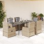 Set comedor de jardín 7 pzas con cojines ratán sintético beige en Conjuntos de jardín | Comprar online en Foru.es