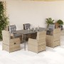 Set comedor de jardín 7 pzas con cojines ratán sintético beige en Conjuntos de jardín | Comprar online en Foru.es
