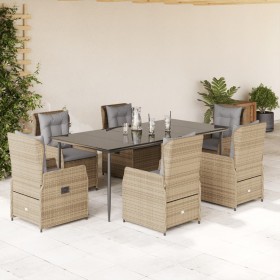 Set comedor de jardín 7 pzas con cojines ratán sintético beige en Conjuntos de jardín | Comprar online en Foru.es