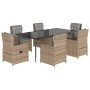 Set comedor de jardín 7 pzas con cojines ratán sintético beige en Conjuntos de jardín | Comprar online en Foru.es