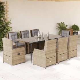 Set comedor de jardín 9 pzas con cojines ratán sintético beige en Conjuntos de jardín | Comprar online en Foru.es
